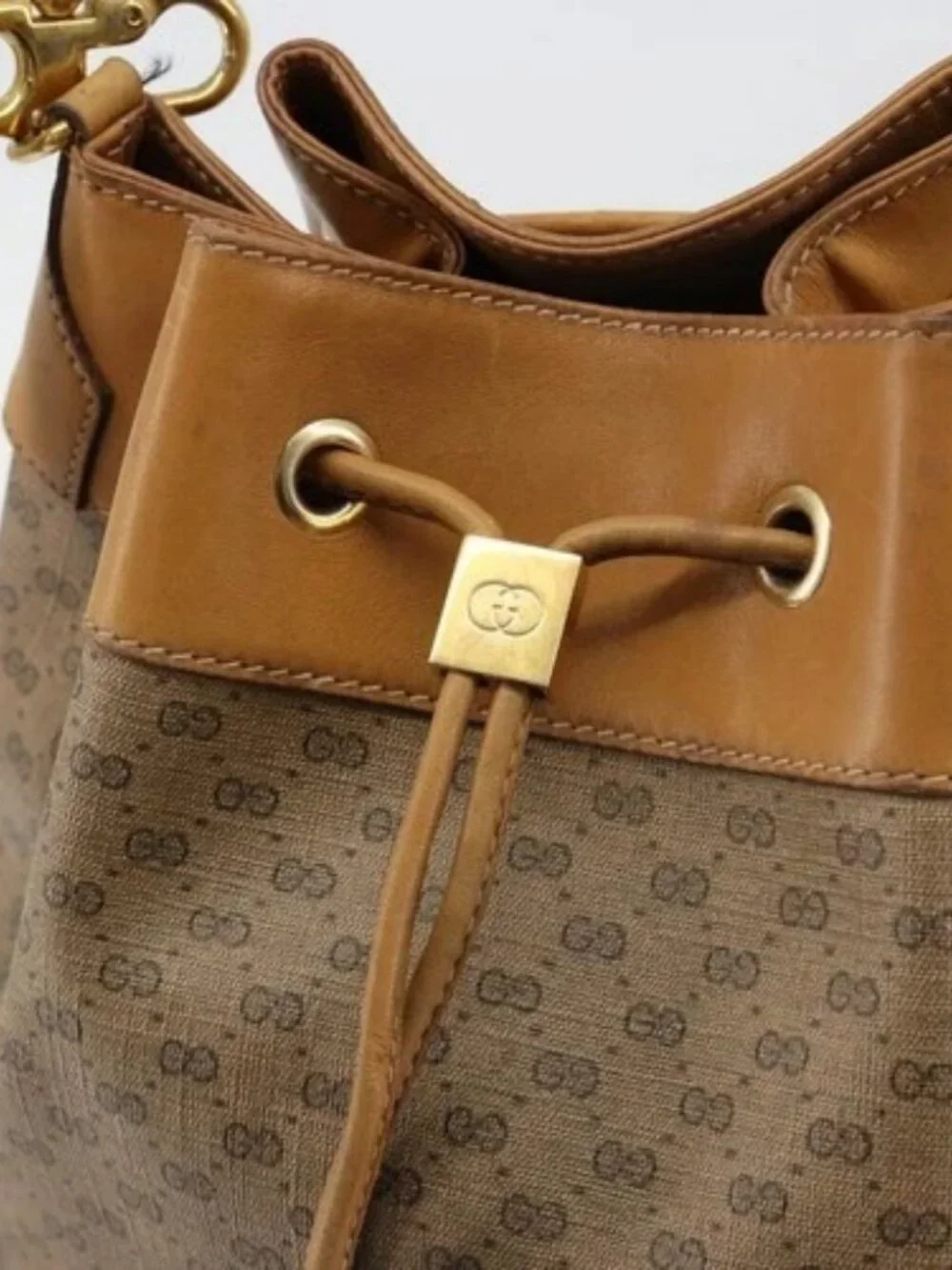 GUCCI Micro GG Supreme Web Sherry Line Bag PVC Beige 001 115 4793 Auth 182369 - Picture 8 of 16